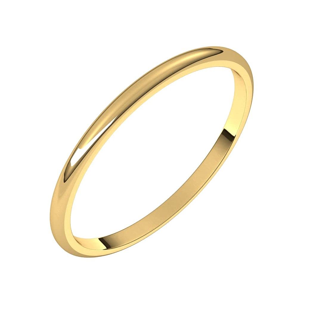 14K Yellow Gold Half Round 1.5mm Lightweight Band Ring for Women - Size 4-10 - Elegant Jewelry Gift for Anniversary, Birthday & Everyday Wear