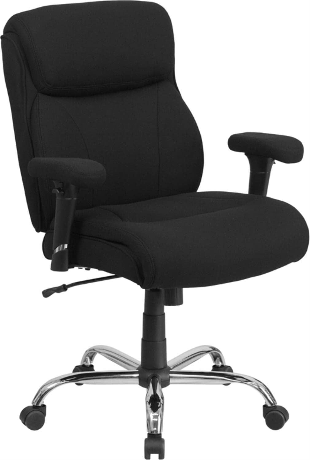 Flash Furniture HERCULES Series Big & Tall 400 lb. Capacity Black Fabric Ergonomic Office Chair with Adjustable Arms & Lumbar Support - Perfect for Home Office, Gaming & Executive Workspaces