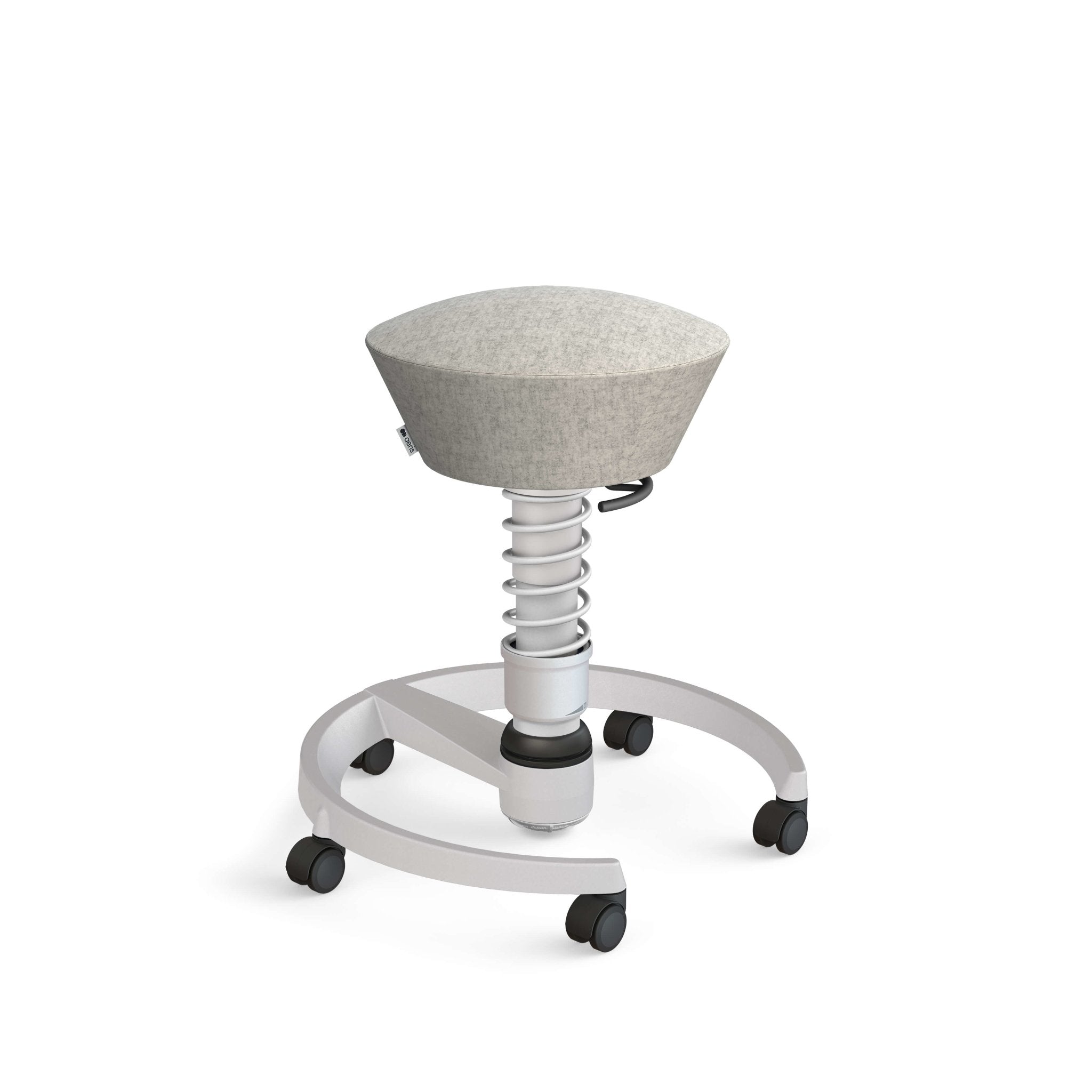 Aeris Swopper Active Sitting Stool with Casters - Light Grey Metallic Finish for Office, Home & Ergonomic Workspace