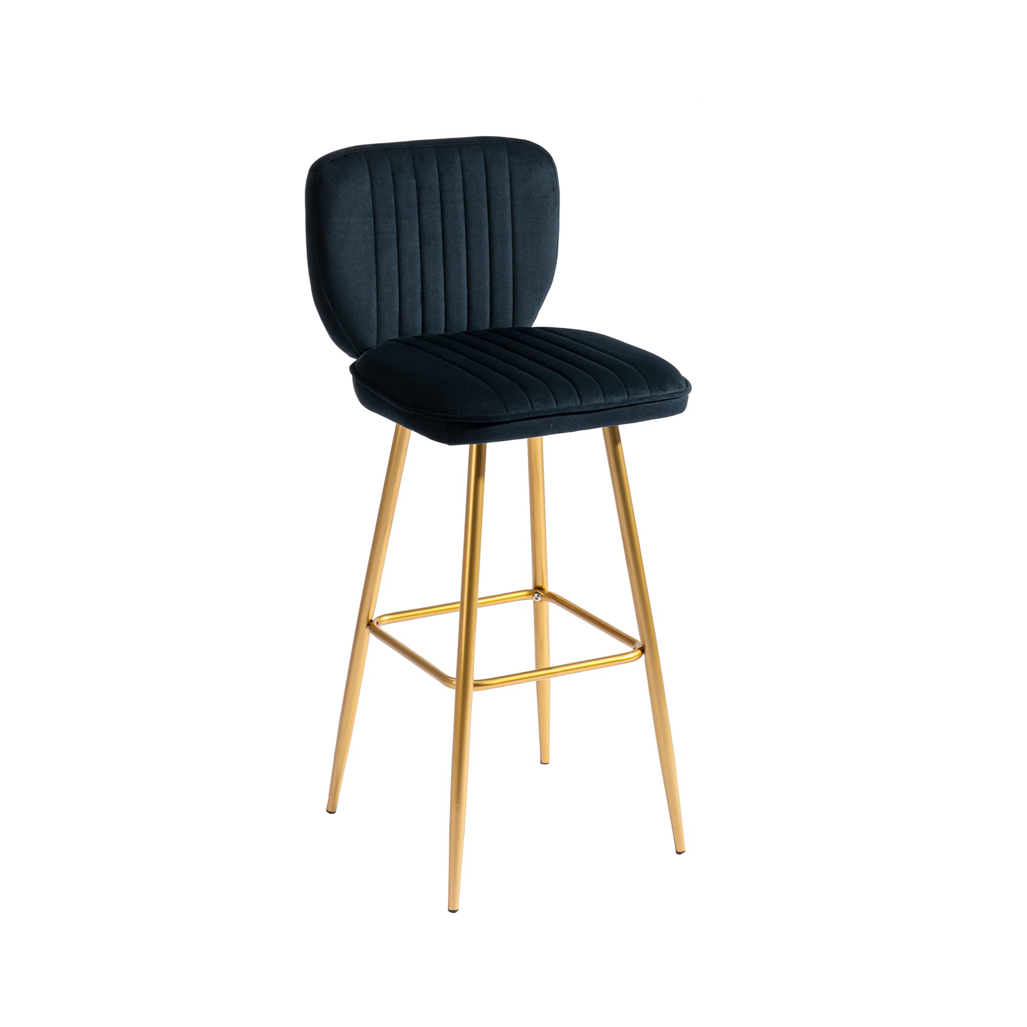 Modern Velvet Bar Stools with Backrest & Footrest - Counter Height Dining Chairs for Kitchen Island, Home Bar, Pub & Restaurant - Soft Upholstered Stool for Comfortable Seating (Black) - Perfect for Entertaining, Breakfast Nooks & Contemporary Decor