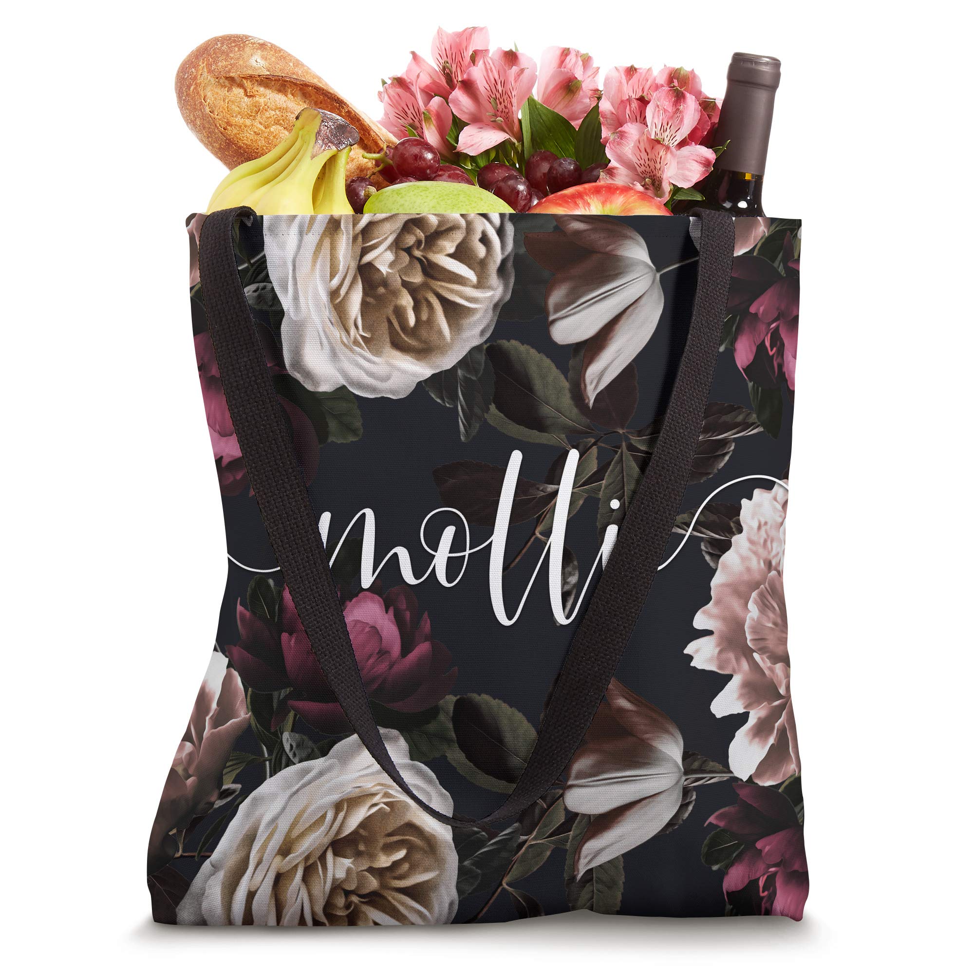 Personalized Floral Rose & Peony Name Tote Bag - Custom Elegant Gift for Women | Perfect for Work, Shopping & Travel