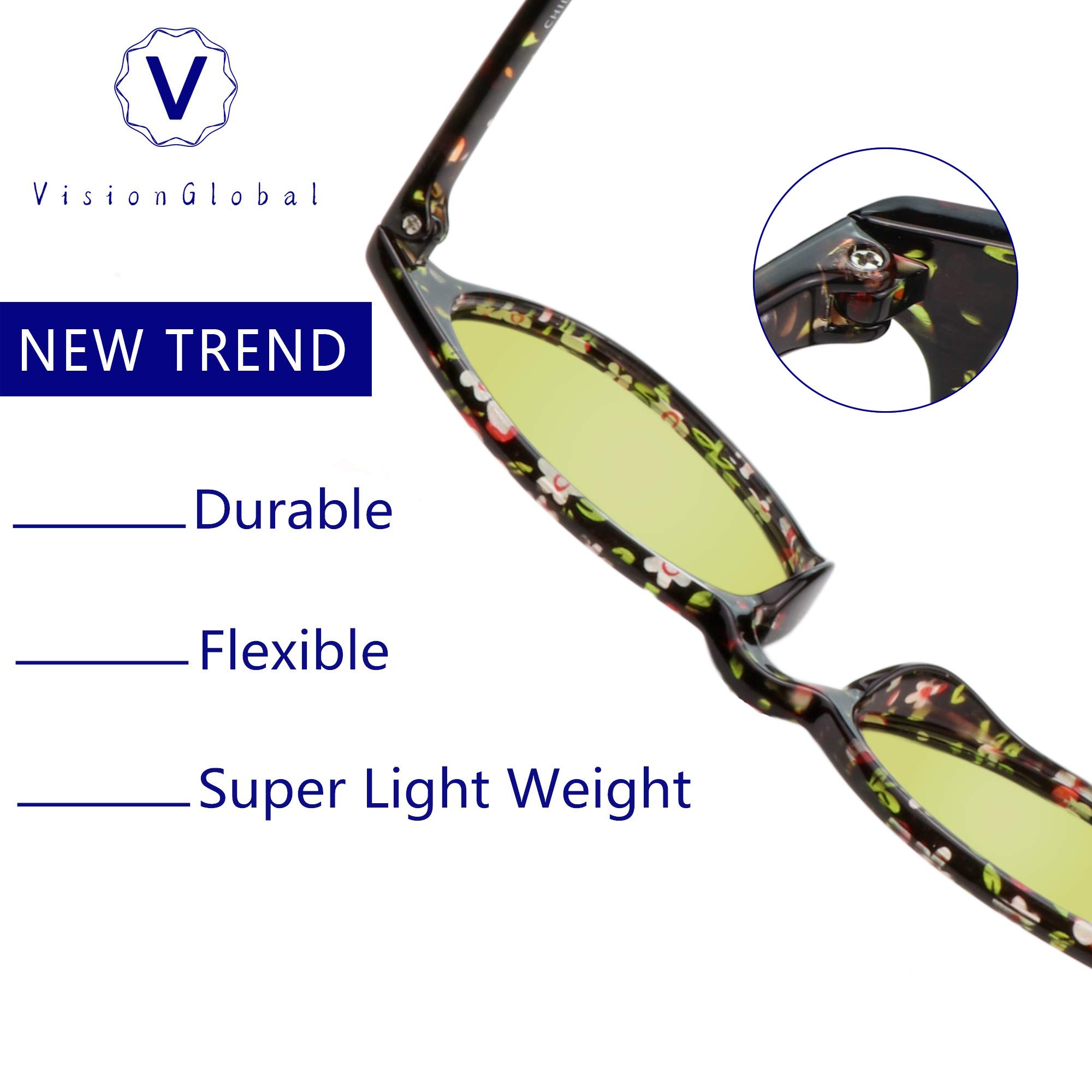 Blue Light Blocking Glasses for Women - Anti Eye Strain Computer & Reading Glasses with Oval Frame (Black Floral, 0.00 Magnification) - Perfect for Office Work, Gaming & Screen Time