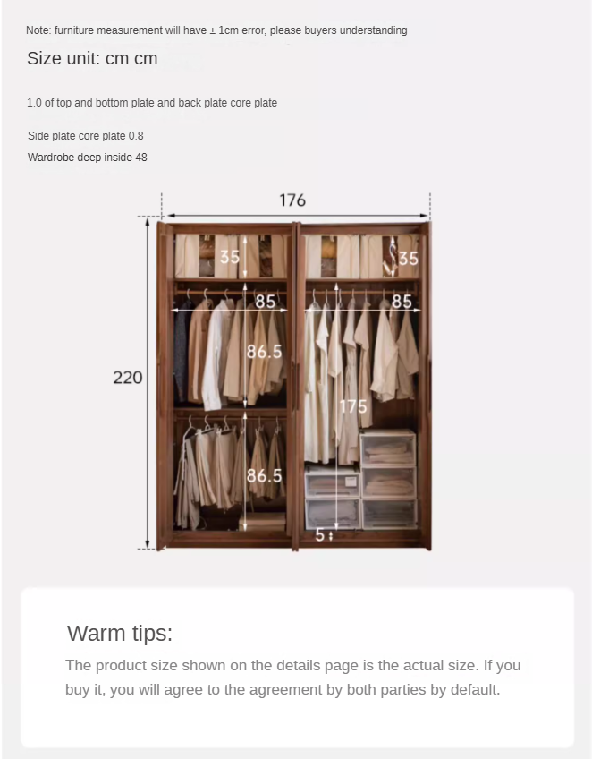 Solid Black Walnut Wood Large Wardrobe - Spacious Closet Organizer for Bedroom, Walk-in Closet & Master Suite Storage