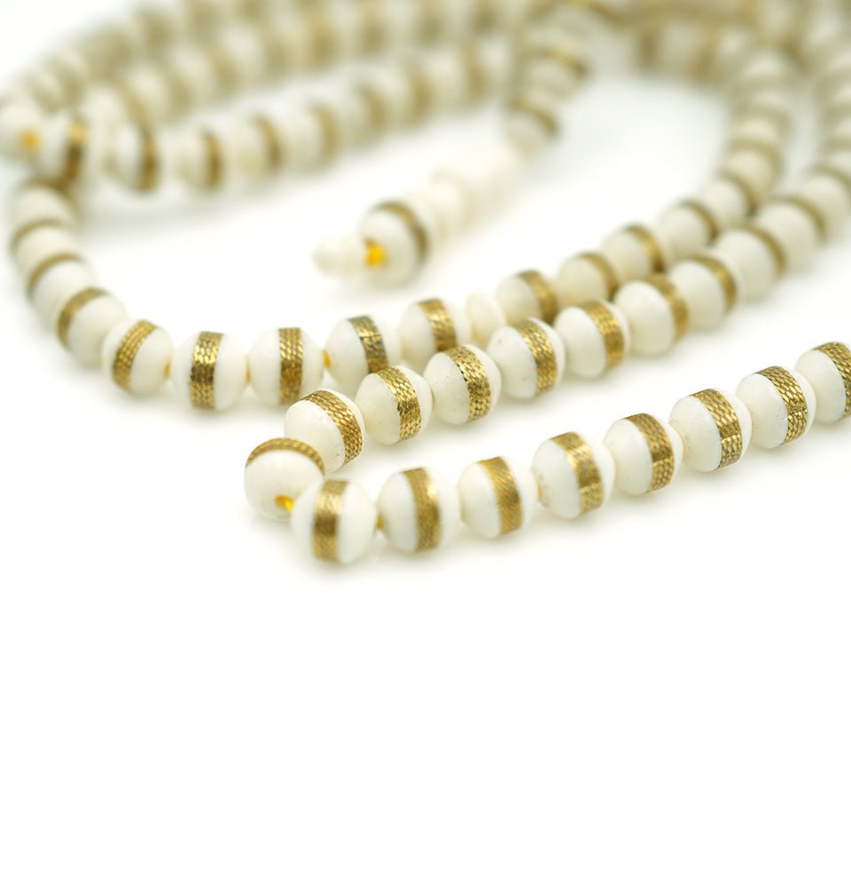 Premium Islamic Prayer Beads - 99 Count Camel Bone Tasbih with Copper Accents for Muslim Prayer, Meditation & Spiritual Relaxation