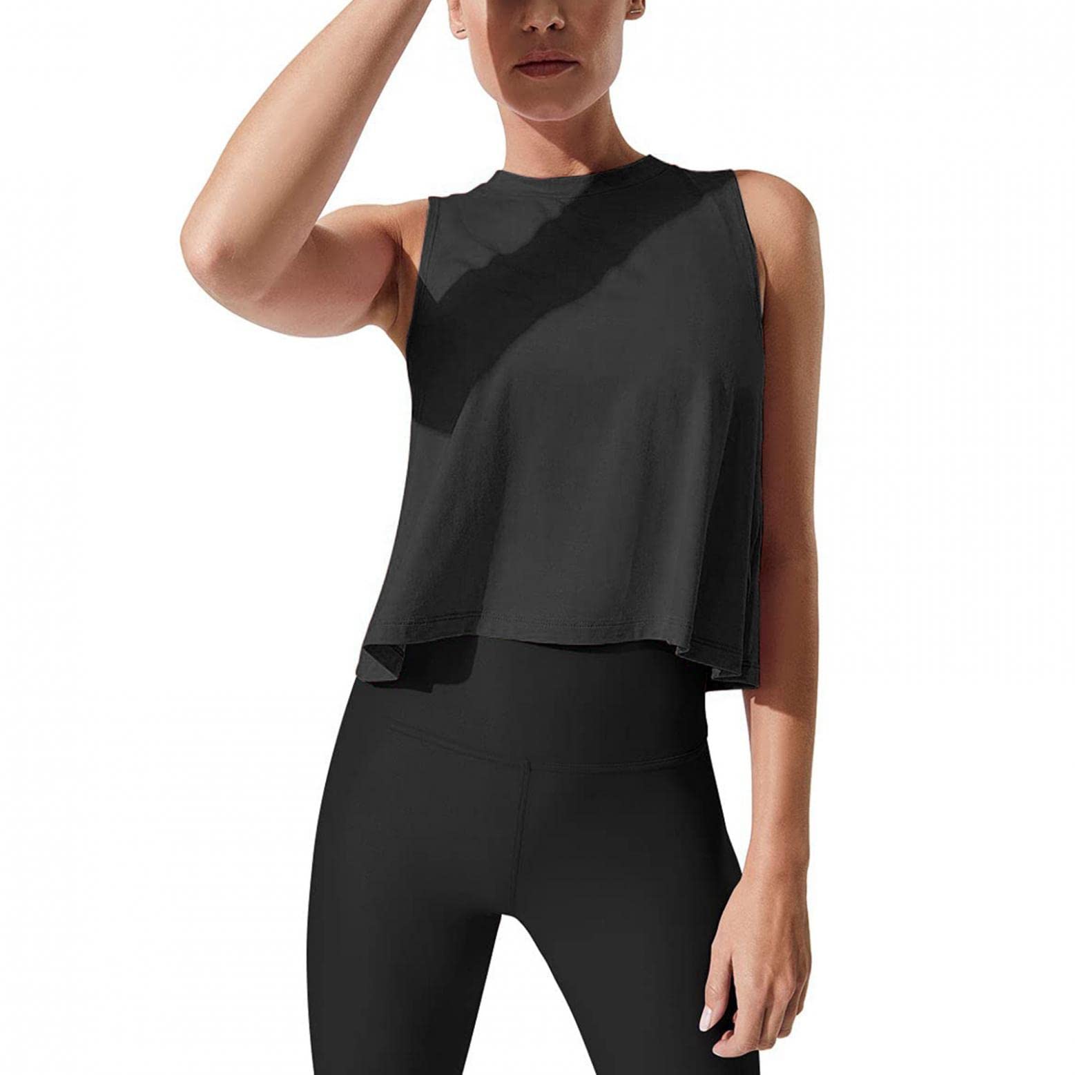Women's Low-Profile Workout Cropped Tops - Sleeveless Athletic Exercise Activewear Shirts | Lightweight Summer Crop Tank Top for Yoga, Running & Gym