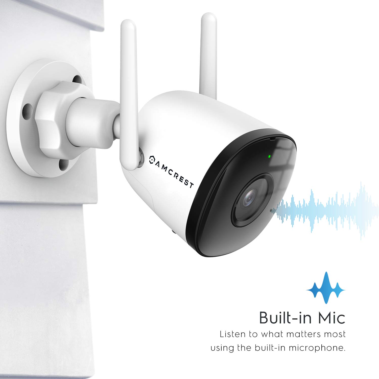Amcrest SmartHome 4MP Outdoor WiFi Security Camera - 4K Bullet Camera with 98ft Night Vision, Built-in Mic, 106° FOV, 2.8mm Lens, MicroSD Storage (Sold Separately) - ASH43-W (White) - Ideal for Home Surveillance, Garage Monitoring, and Business Security