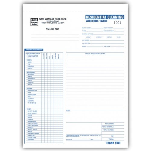 Professional Residential Cleaning Invoice Templates - Printable & Editable Forms for Housekeeping Services | Perfect for Home Cleaners, Maid Services & Property Managers