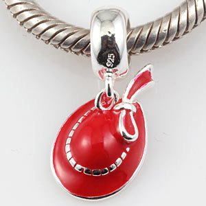 LuckyBeads Red Hat Dangle Charm Beads for Pandora Bracelets - Perfect for Christmas Gifts, Holiday Jewelry & Charm Bracelet Accessories