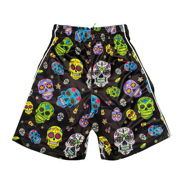 Boys' Halloween Sugar Skull Print Shorts - Trendy Casual Short Pants for Kids - Perfect for Costume Parties, Trick or Treating & Everyday Wear
