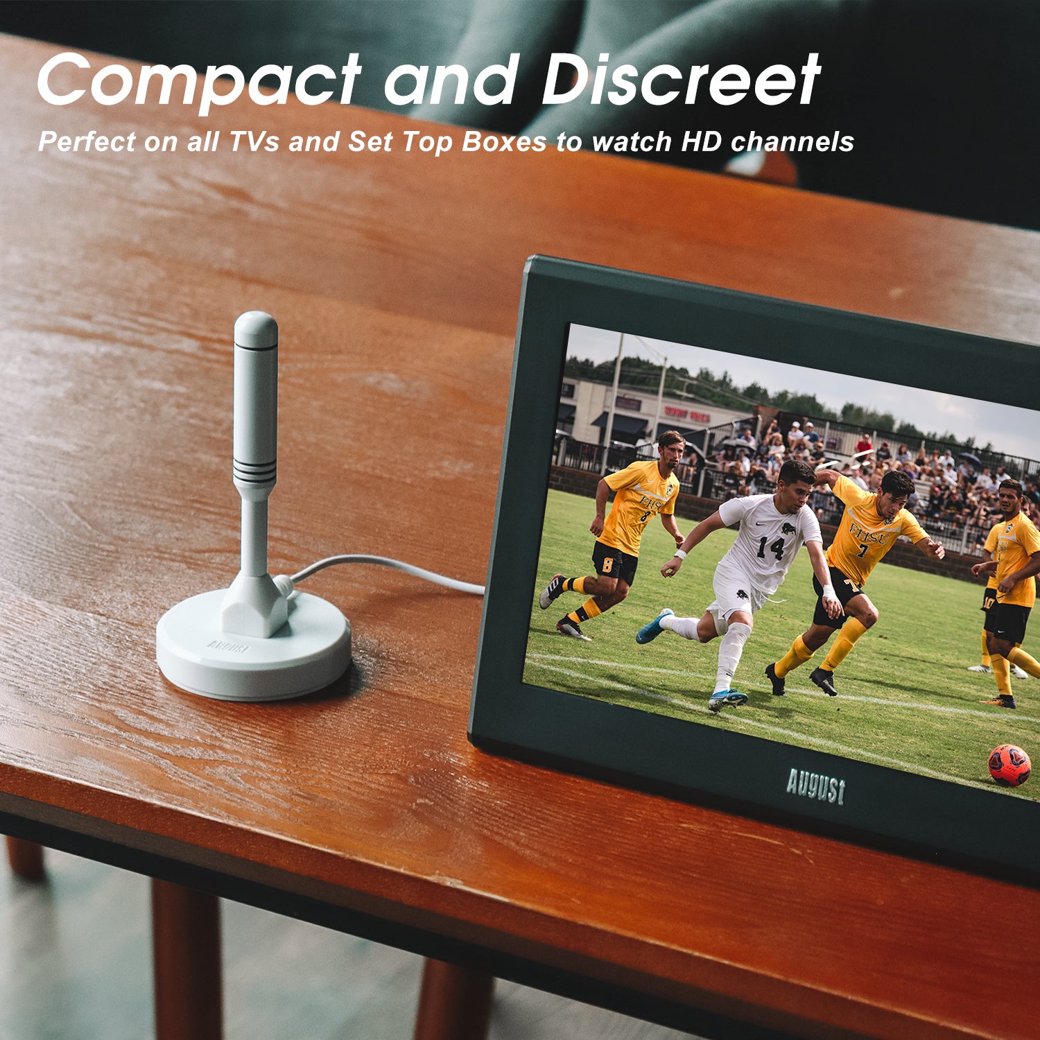 High Gain Portable Freeview TV Aerial DAB FM Antenna for Caravan, Motorhome & RV - August DTA240 [Refurbished] - Perfect for Road Trips, Camping & Outdoor Adventures
