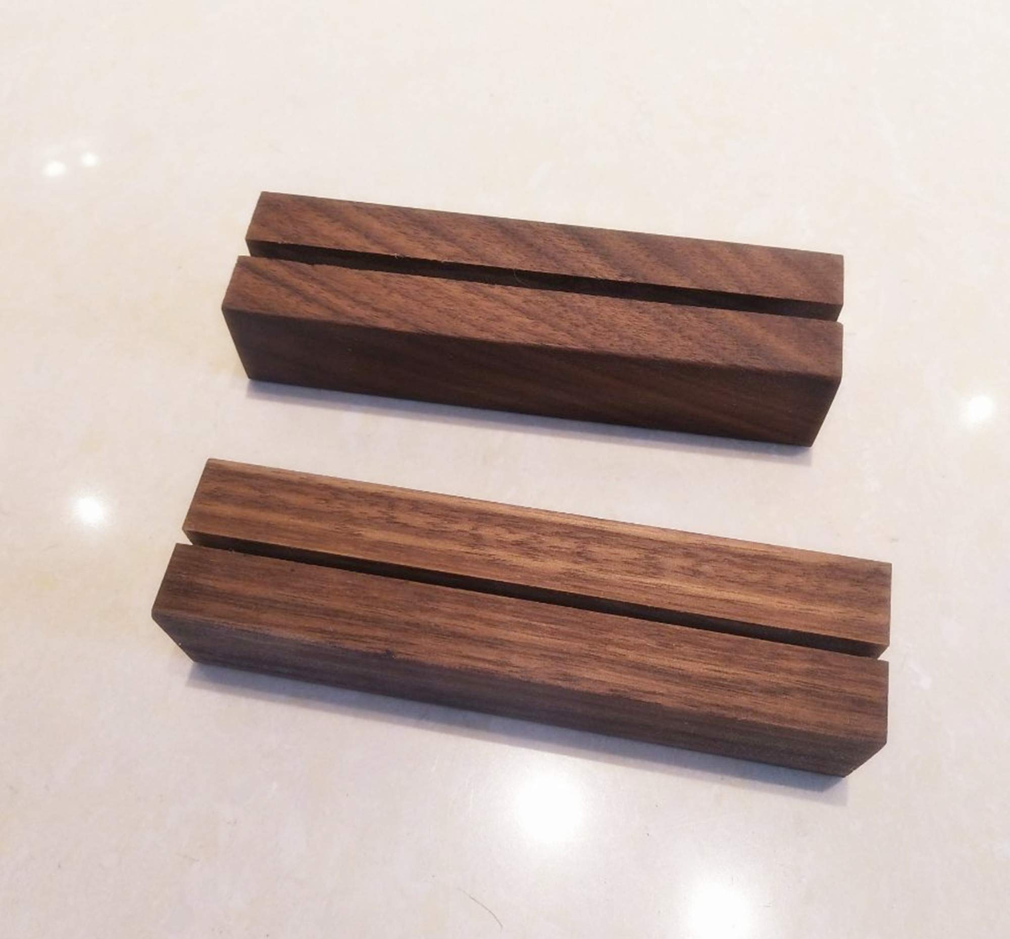 5PCS Rustic Walnut Wood Stand - Retail Signage Holder, Place Card & Business Card Display with 1/8