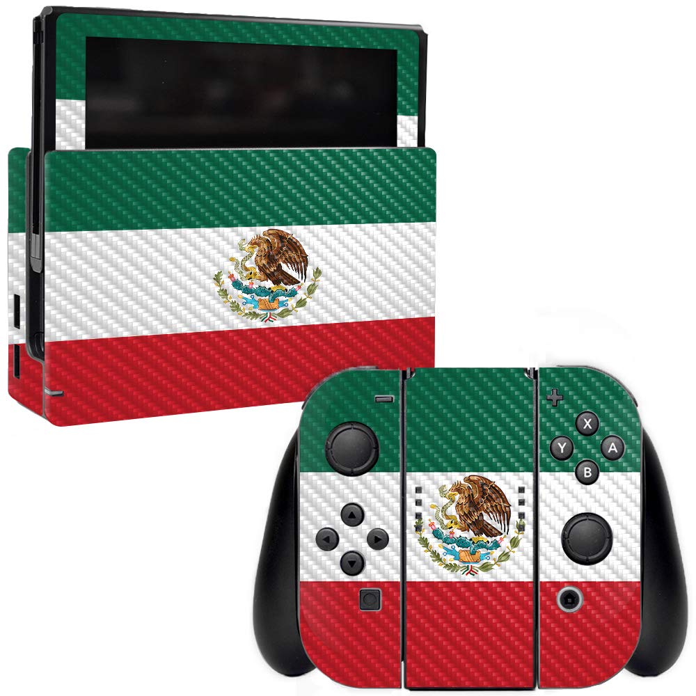 Premium Carbon Fiber Skin for Nintendo Switch - Mexican Flag Design | Protective & Durable Textured Cover | Easy to Apply & Remove | Made in USA | Perfect for Gaming Enthusiasts & Travel Protection