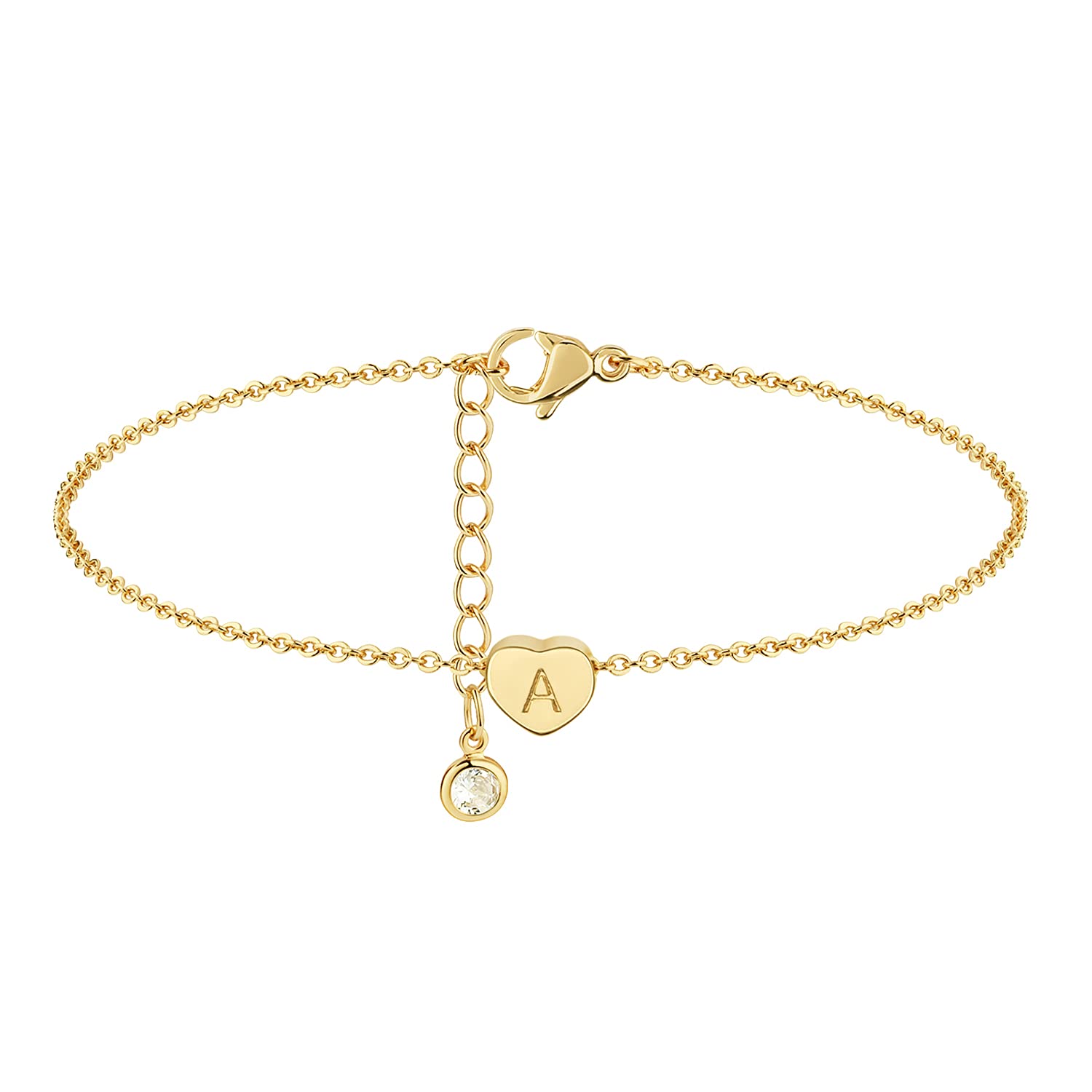 GUEMER 14K Gold Plated Dainty Ankle Bracelets for Women - Personalized Sideways Letter Engraved Minimalist Chain Anklets | Perfect Beach Jewelry Gift for Her, Birthday, Anniversary & Summer Vacation Accessories