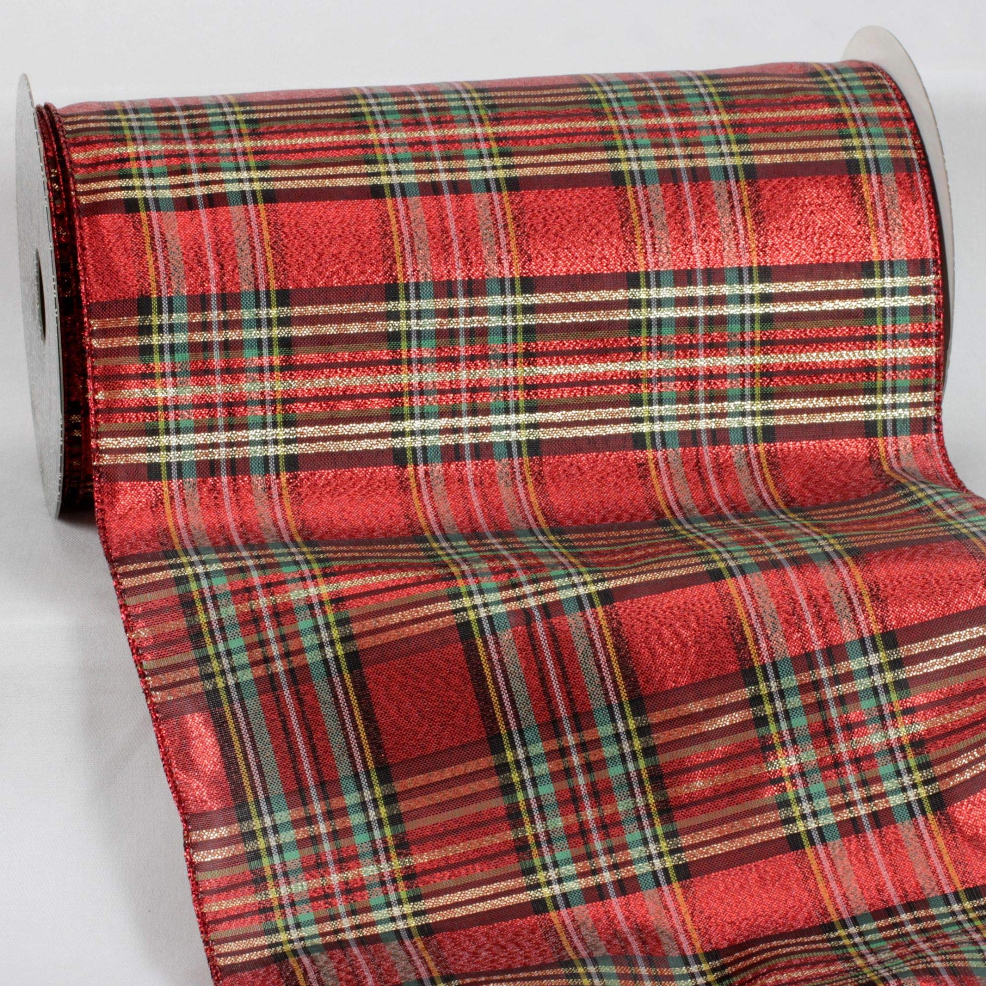 Red and Green Plaid Wired Edge Craft Ribbon 9