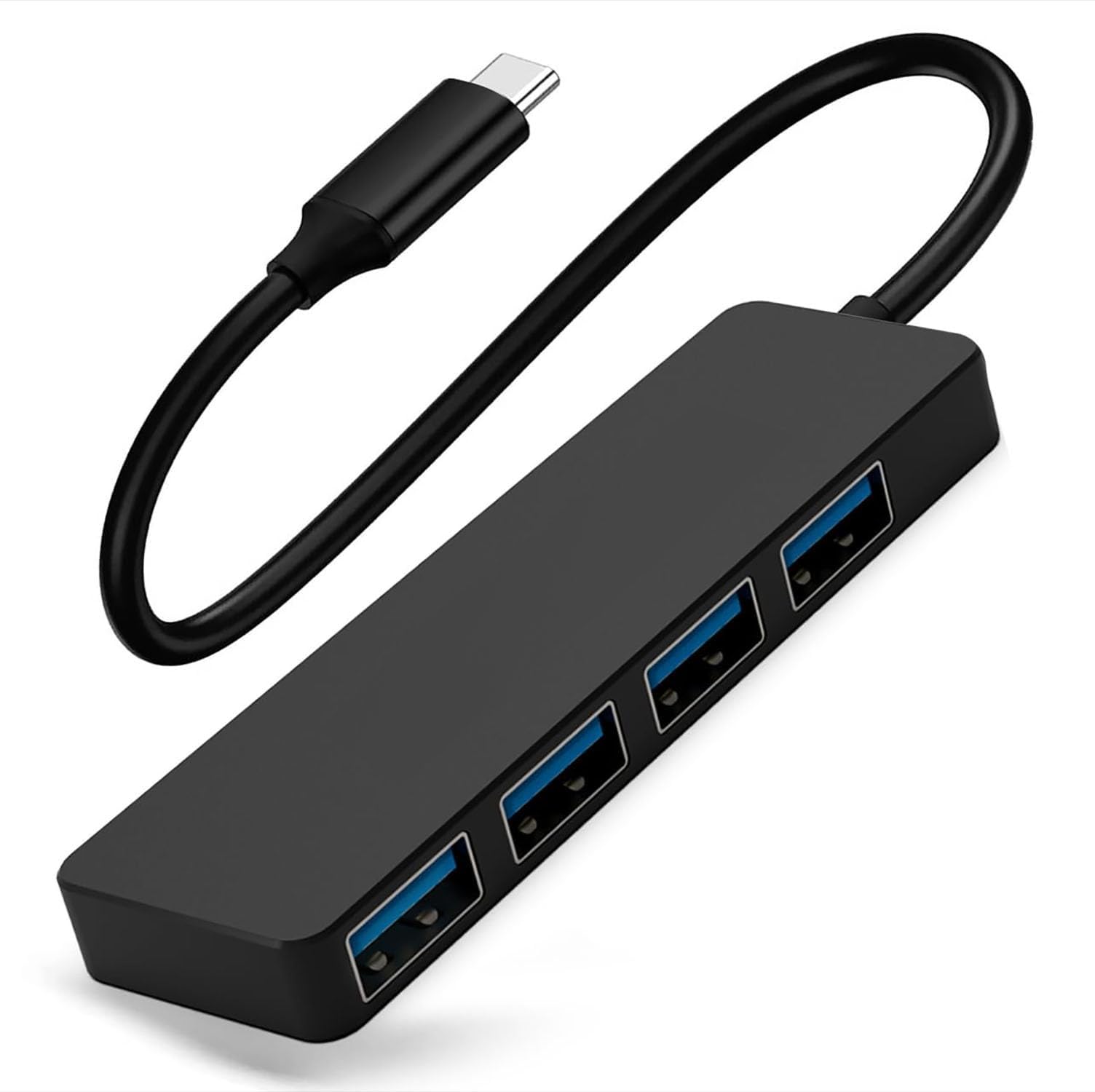 PJP Electronics USB C Hub 4-Port USB 3.0 Splitter - 5Gbps High-Speed Data Transfer for Laptop/PC/MacBook - Ultra Slim Portable USB Extender with 1ft (30cm) Type-C Cable - Perfect for Home Office, Travel & Multi-Device Charging