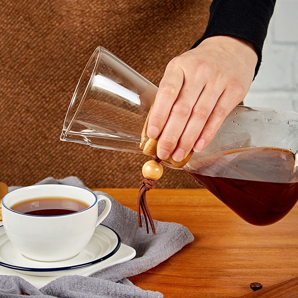 Premium Pour Over Coffee Maker with Double-Layer Stainless Steel Filter - 16.9oz Glass Drip Brewer for 3-6 Cups - Ideal for Home, Office & Camping Coffee Brewing