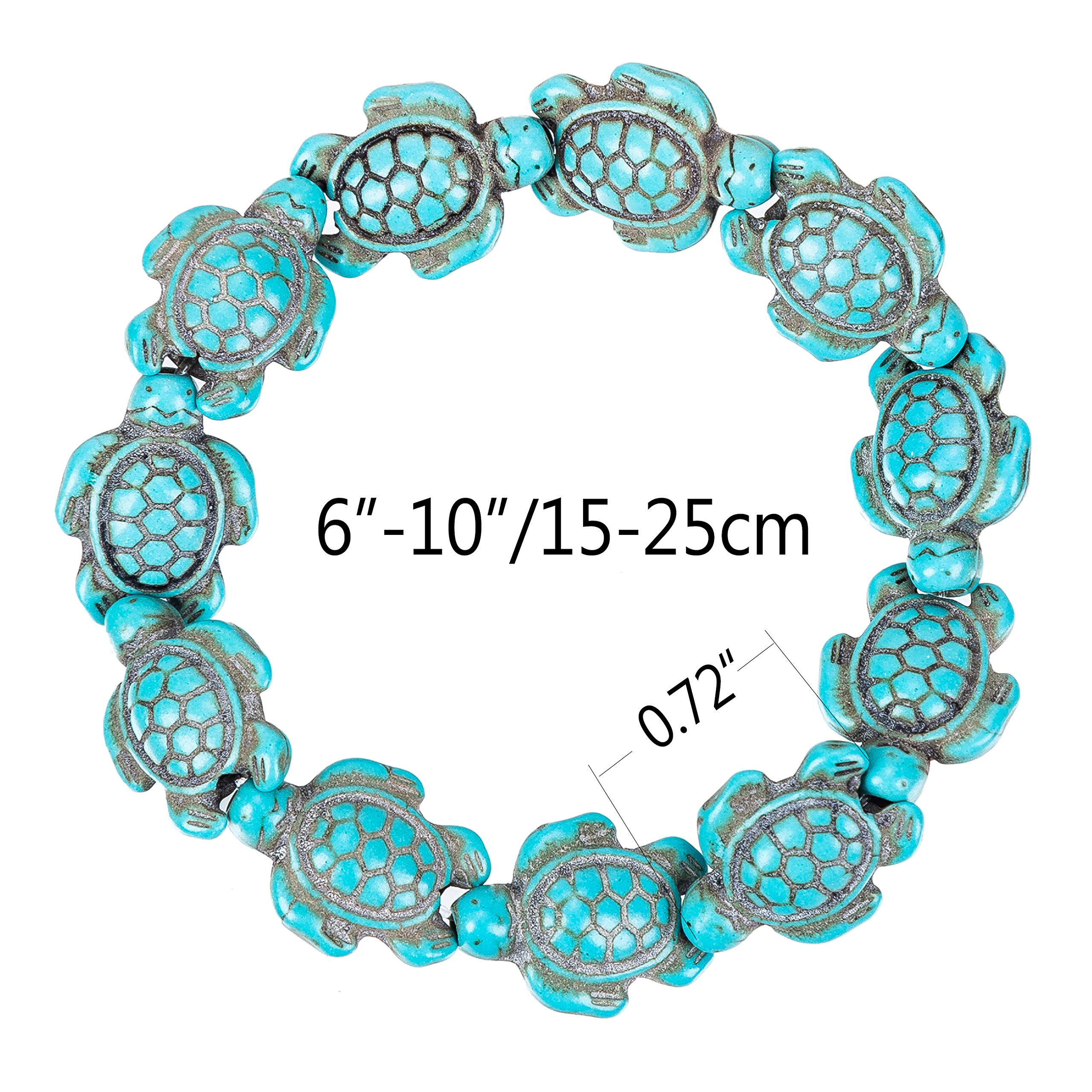 Handmade Natural Stone Turtle Beads Elastic Stretch Bracelet for Women & Men - Adjustable Friendship & Couple Bracelet - Perfect for Gifts, Boho Style, Yoga, and Beach Wear