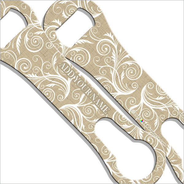 Custom Personalized V ROD® Bottle Opener with Burlap Lace - Multiple Color Choices for Beer, Wine & Soda - Perfect for Weddings, Parties & Home Bars