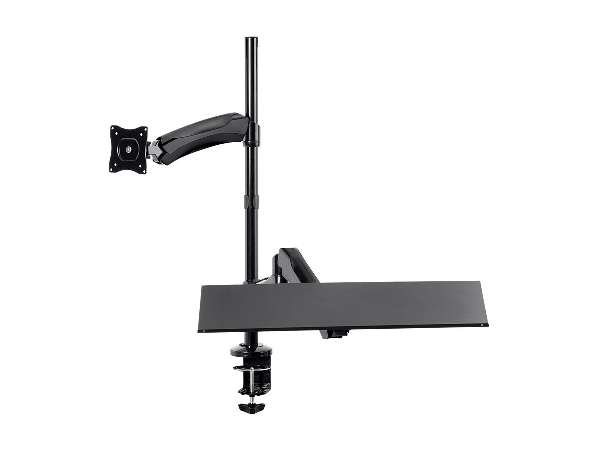 Monoprice Black 26 Inch Adjustable Gas Spring Sit Stand Monitor and Keyboard Riser Desk Mount - Ergonomic Workstation for Home & Office | Compatible with Most Desks | Perfect for Dual Monitor Setup and Standing Desk Work