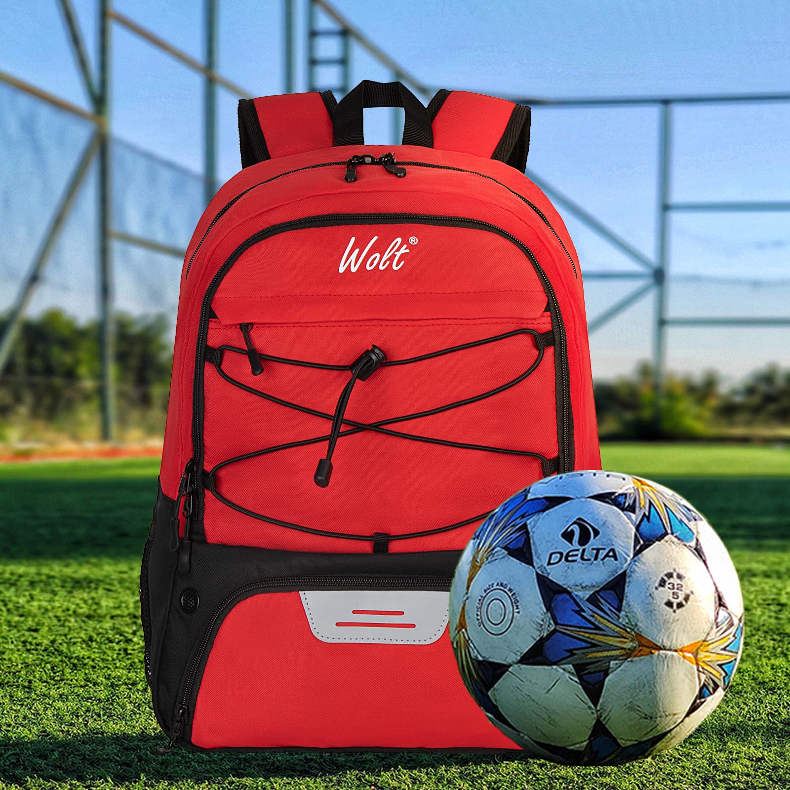 WOLT Youth Soccer Backpack with Shoe & Ball Compartments - Perfect for Sports Training
