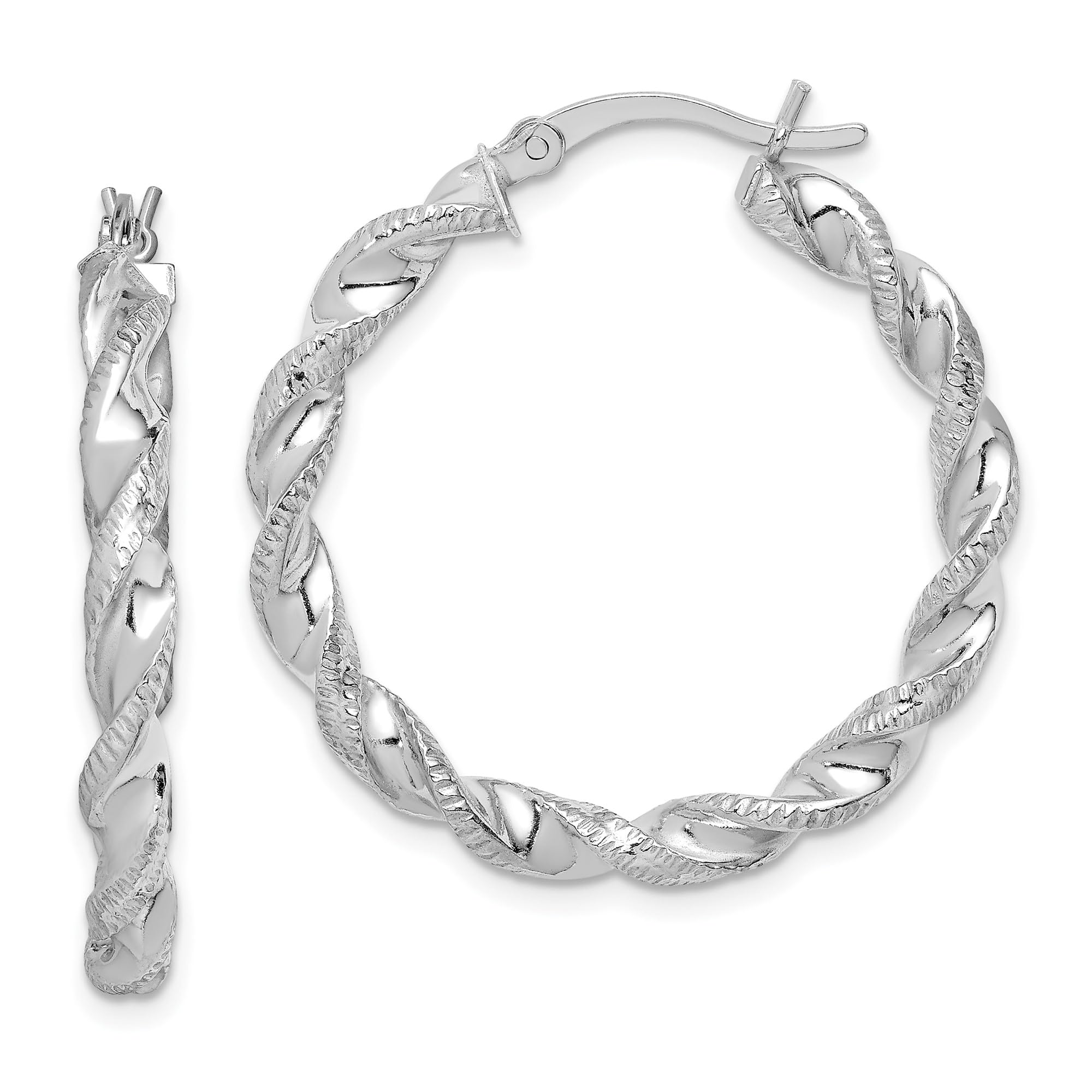 925 Sterling Silver Twisted 3.5x30mm Round Large Hoop Earrings for Women - Elegant Fashion Jewelry for Party, Wedding & Everyday Wear