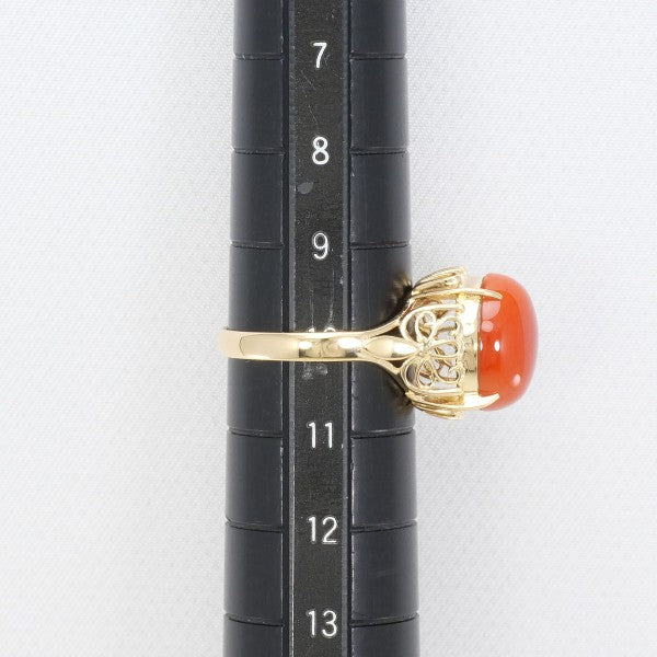 18K Yellow Gold Coral Ring for Women - Elegant Handmade Jewelry Gift for Her - Perfect for Weddings, Anniversaries & Special Occasions