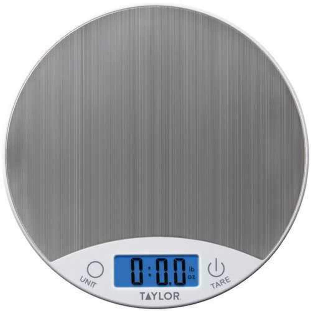 Taylor Precision Products 389621 Digital Kitchen Scale - Stainless Steel, White - Precise Food Weighing for Baking, Cooking & Meal Prep