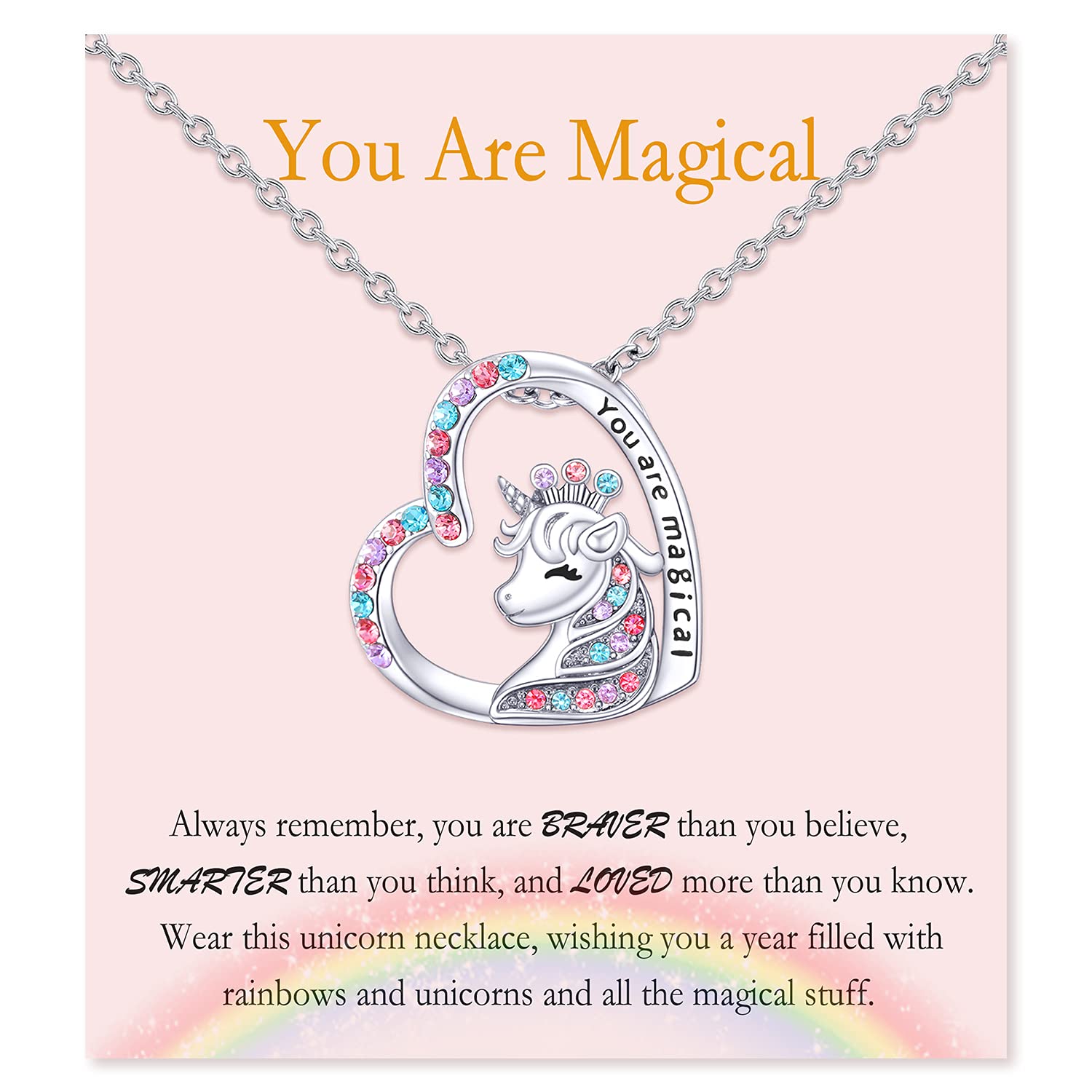 JOGDIAM Unicorn Necklace - Magical Heart Pendant Jewelry for Girls | Birthday Gifts for Teens, Daughter, Granddaughter & Niece | Perfect for Parties, School & Special Occasions