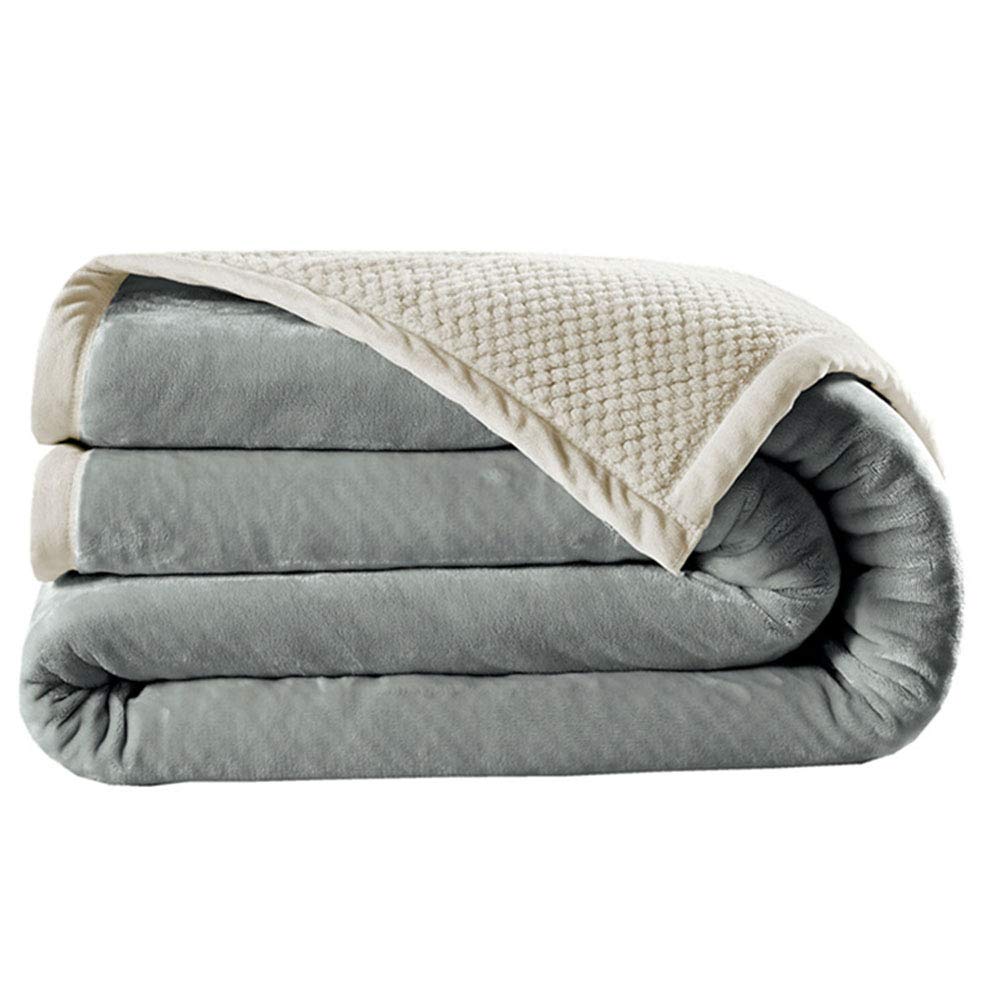 ZJFSX Full/Queen Size Fleece Blanket - Ultra Soft Sherpa & Microfiber Thermal Blanket | Lightweight Yet Warm & Cozy (Gray, 200x230cm, 2.7kg) - Perfect for Bedroom, Sofa, Camping & Winter Nights