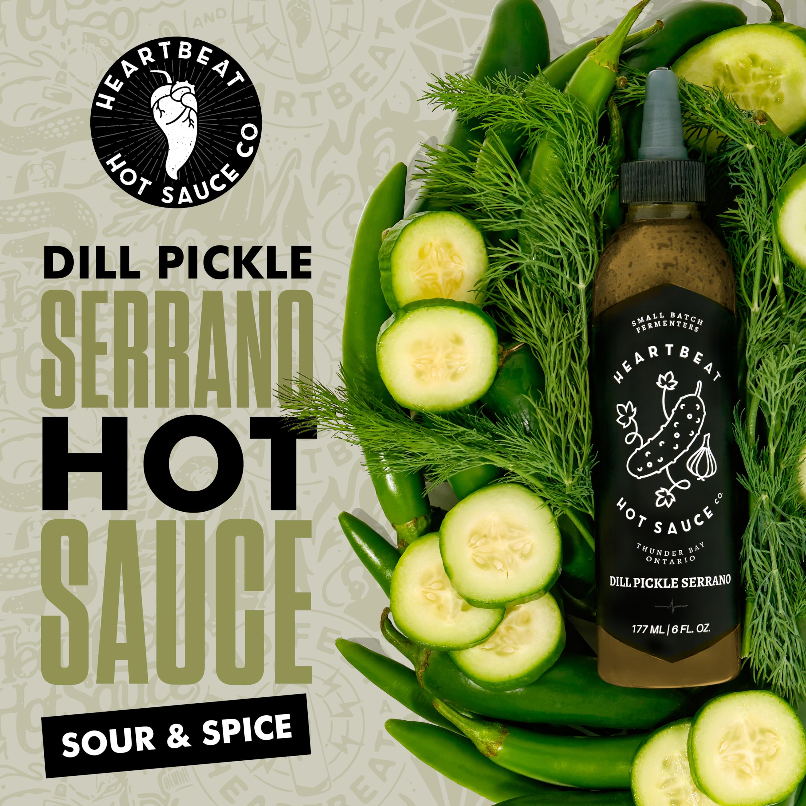 Heartbeat Hot Sauce Co. Dill Pickle Hot Sauce - 6 oz Bottle | Spicy Pickle-Flavored Sauce for Burgers, Tacos & Wings | Gourmet Condiment for BBQ & Snacks
