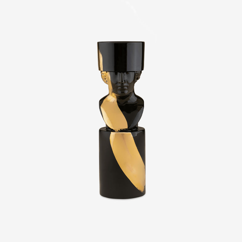 Ginori 1735 LCDC Gold Il Letterato Candle Holder - Elegant Home Decor for Dining Table, Wedding Centerpiece & Luxury Gift