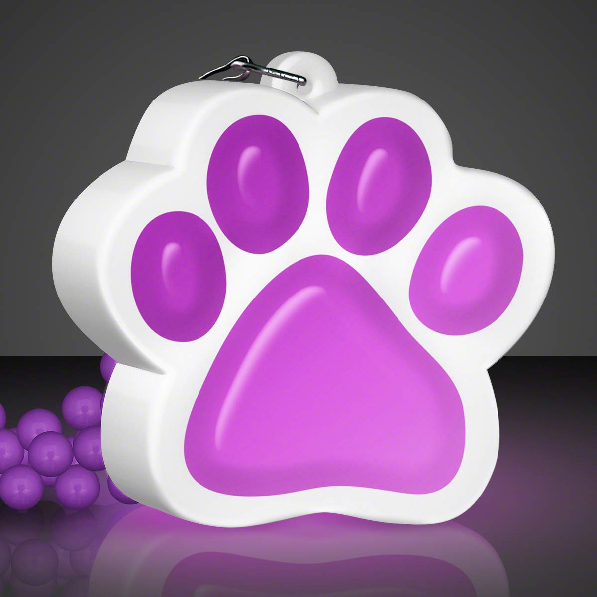 Flashing LED Necklace with Purple Paw Print Charm - Cute Light Up Pet Lover Jewelry for Night Parties, Raves & Concerts