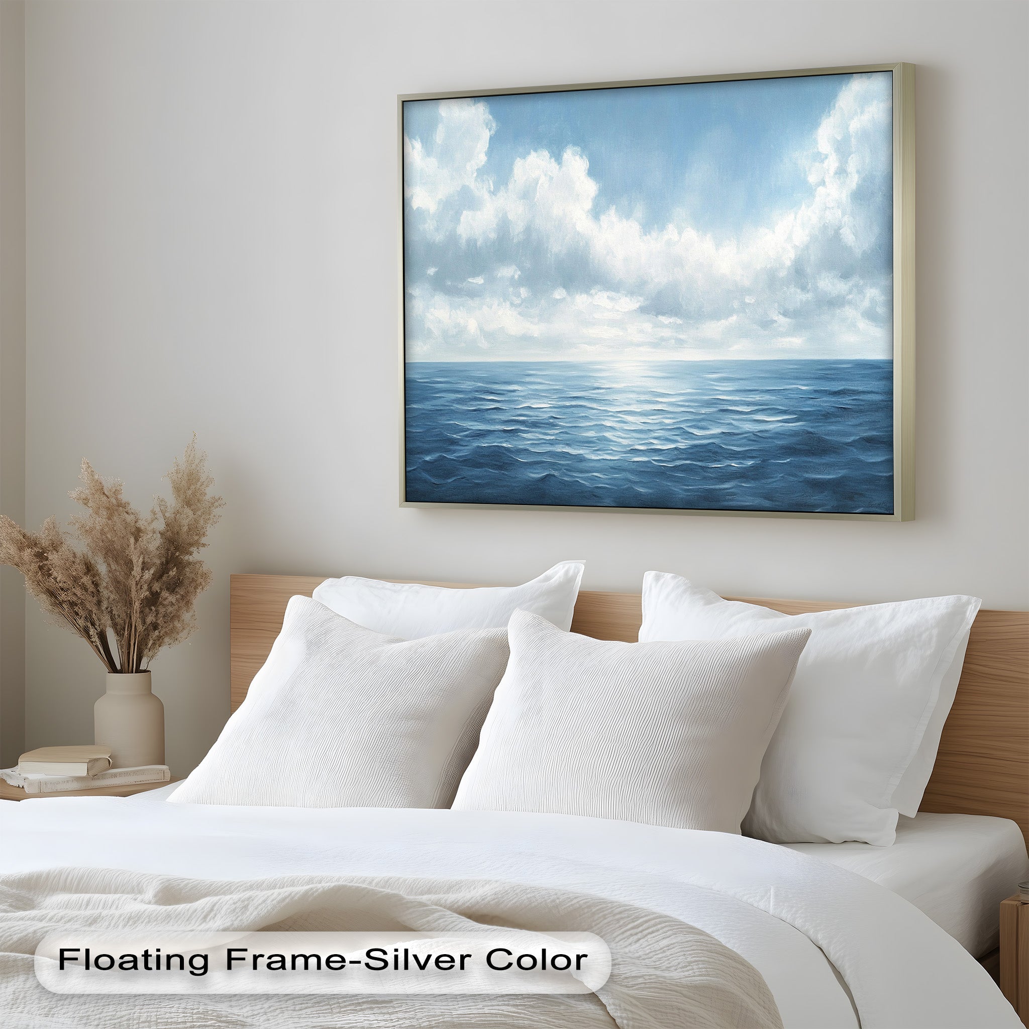 Blue Coastal Art Ocean Seascape Oil Painting - Handmade Beach Wall Decor for Living Room, Bedroom & Office | Nautical Home Decor Gift