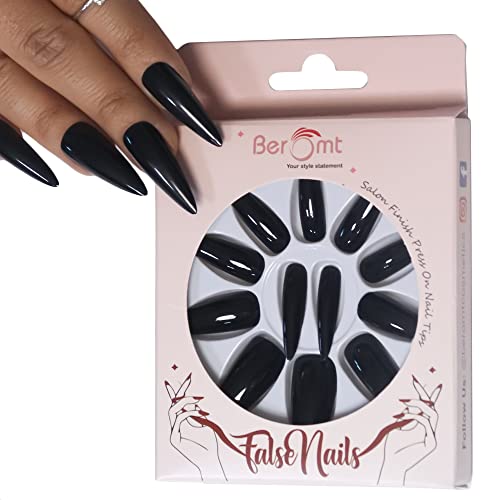 Beromt Premium Glossy Finish Full Cover 12-Piece Artificial False Nails Set - Multicolor Fake Nails with Free Glue, Stickers, Nail Filer & Kit (BFN408PSN) - Perfect for Parties, Weddings, and Everyday Wear