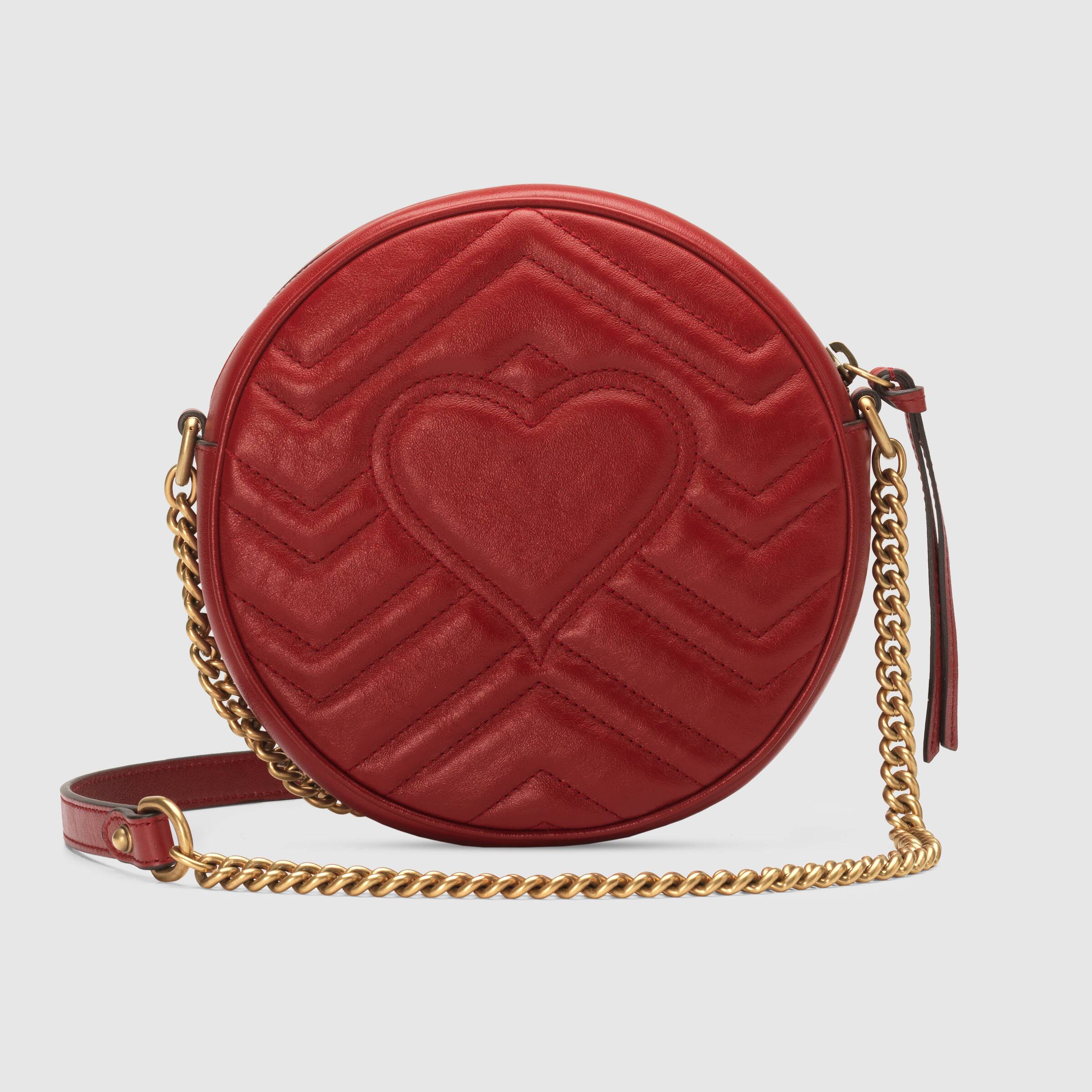 Gucci GG Marmont Mini Round Shoulder Bag in Wine Red - Luxury Crossbody Purse for Women, Perfect for Date Night & Evening Events