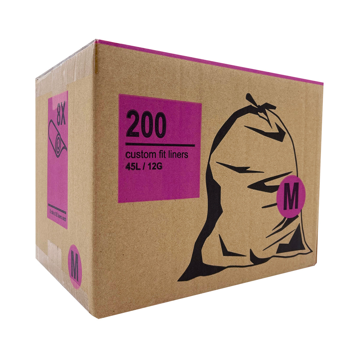 Custom Fit Liners Code M - 12 Gallons, 200 Count - Perfect for Trash Cans, Waste Baskets & Home/Office Use