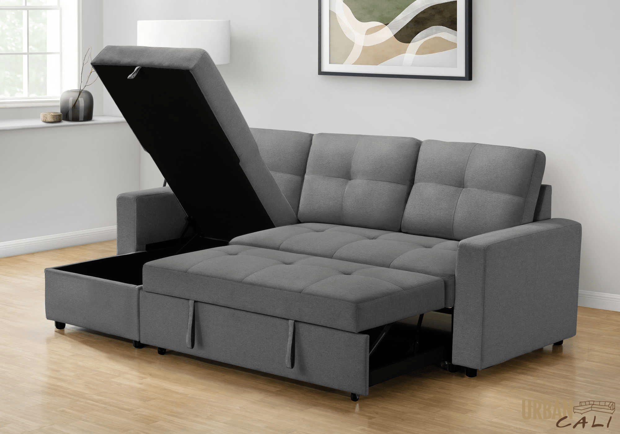 Venice Sleeper Sectional Sofa Bed with Reversible Storage Chaise - 5 Color Options | Convertible Couch for Small Spaces, Guest Room & Apartment Living