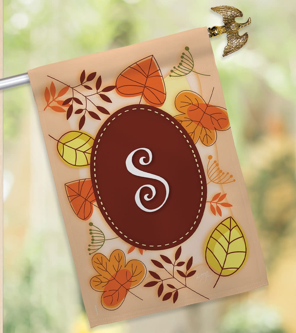 Autumn S Initial Fall Harvest Vertical House Flag Set - 28x40 Thick Fabric for Seasonal Home Decor