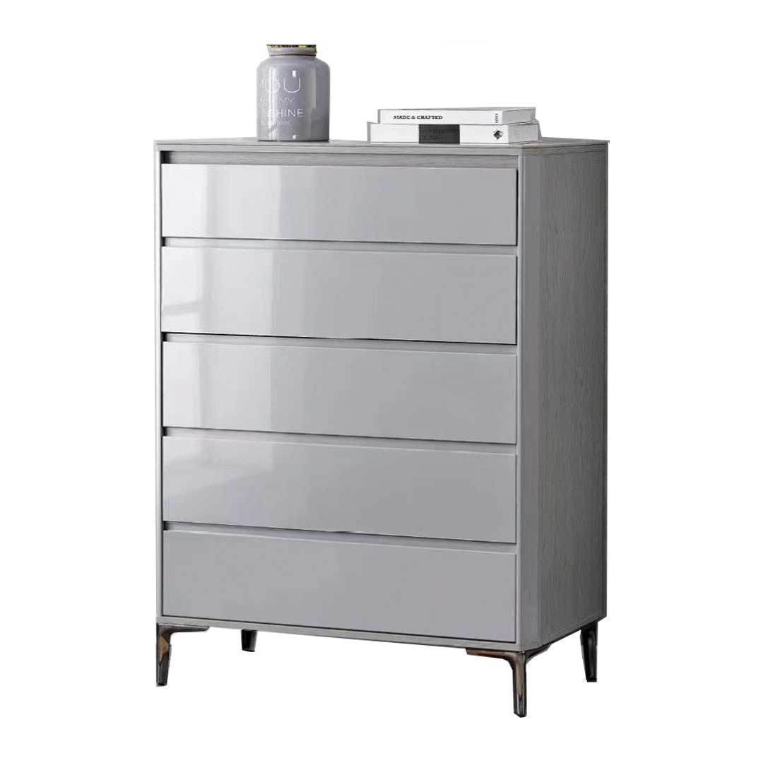 Lavo Polished Sintered Stone Chest of Drawers - Modern 5-Drawer Dresser for Bedroom, Living Room & Office Storage Organization