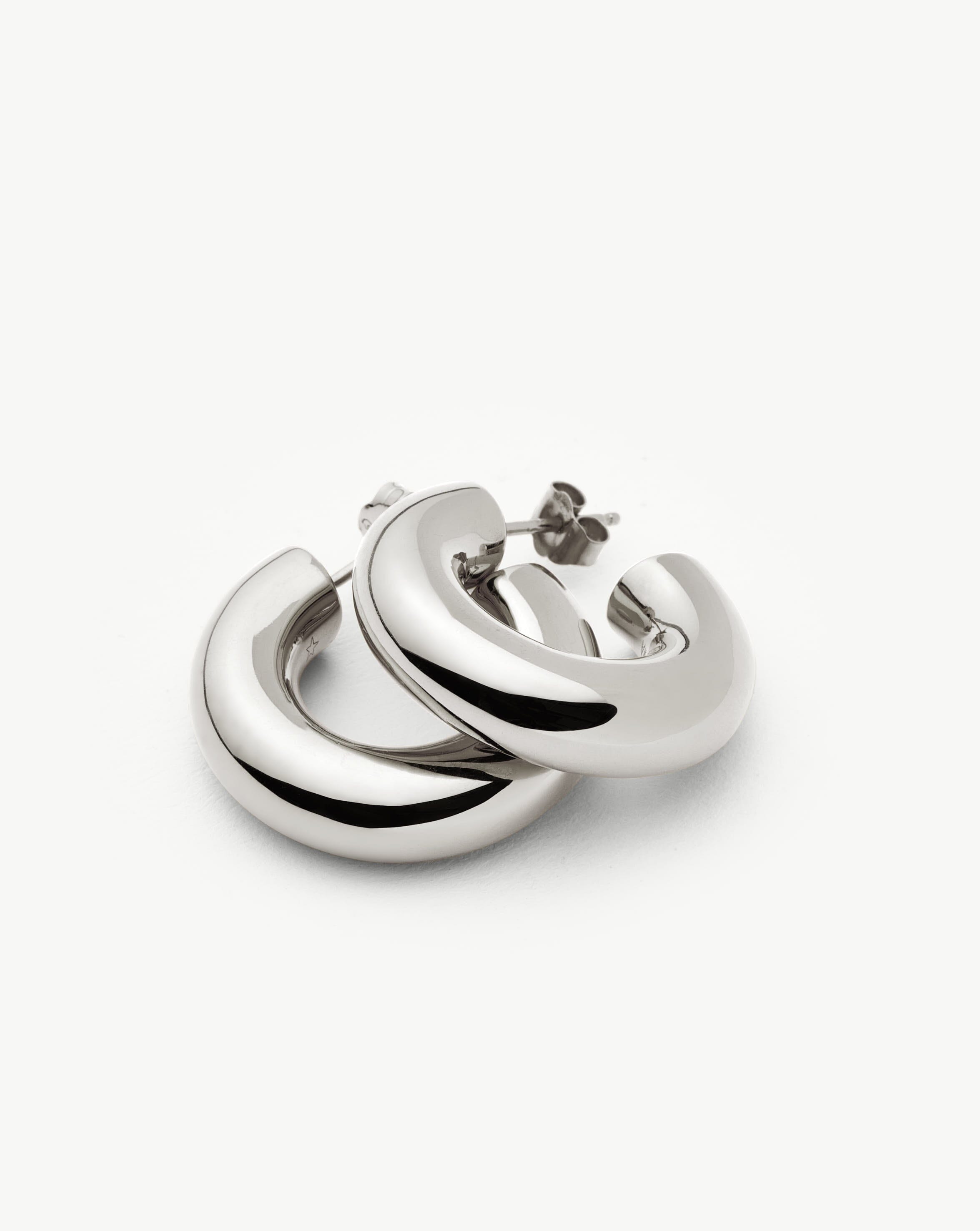 Chubby Medium Hoop Earrings for Women - 925 Sterling Silver Dainty Chunky Hoops - Perfect for Everyday Wear, Date Night & Gifts