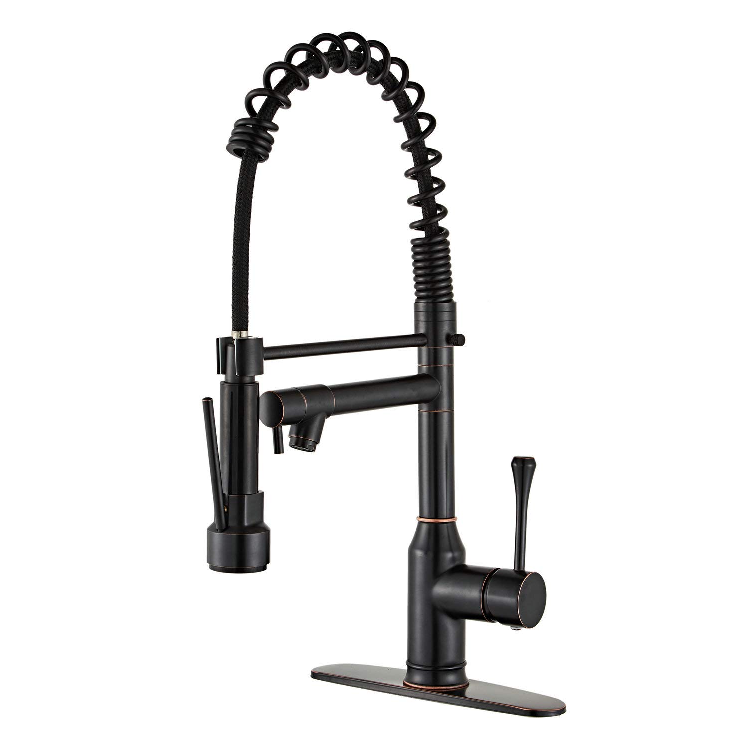 **Beelee Oil Rubbed Bronze Kitchen Faucet with Pull Down Sprayer & Deck Plate – Single Handle Commercial Faucet for RV, Farmhouse, Camper & Kitchen Sink – Durable & Stylish for Home, Restaurant & Outdoor Use**