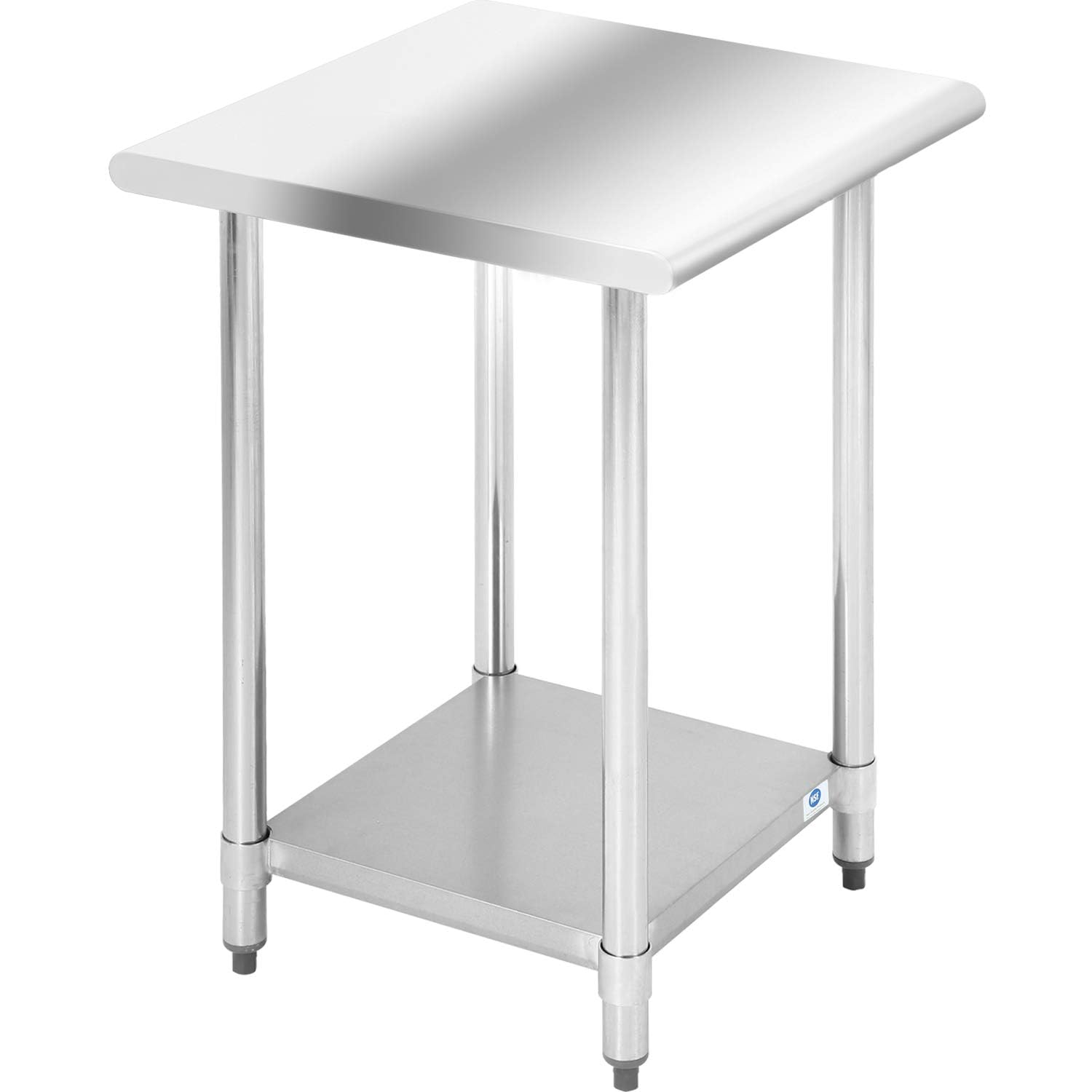 Stainless Steel Commercial Work Table - 24x24 Inch Scratch-Resistant Metal Kitchen Prep Table with Adjustable Feet for Home, Restaurant & Food Service - Ideal for Cooking, Baking & Food Preparation