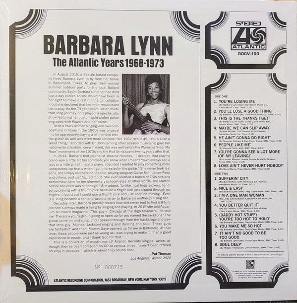 Barbara Lynn - The Atlantic Years 1968-1973 (Vinyl LP, Compilation, Mono, Numbered Edition, Near Mint Condition) - Perfect for Vintage Music Collectors & Soul/R&B Enthusiasts