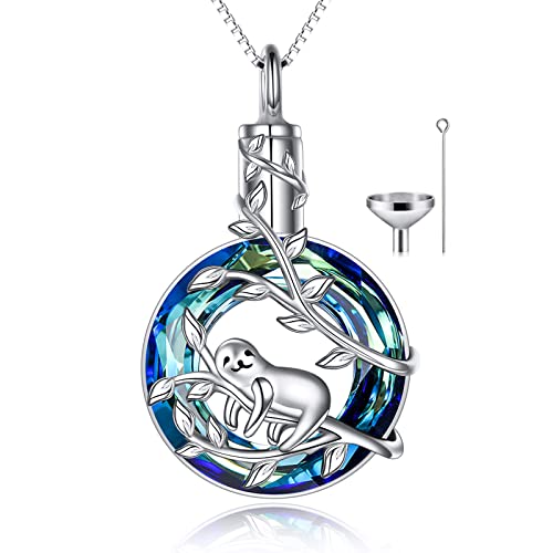 Sloth Urn Necklace-Blue