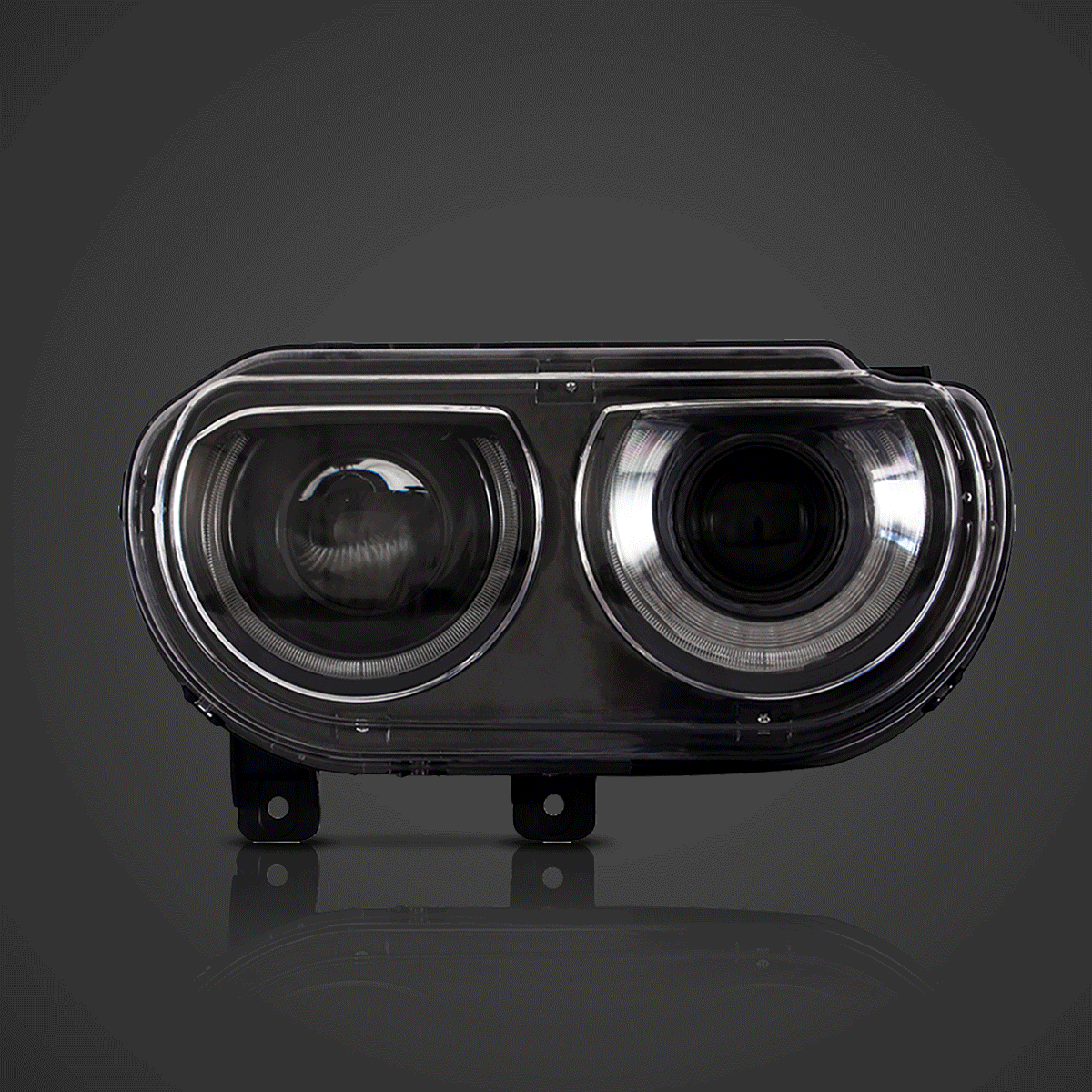 High-Performance LED Headlight Assembly - Dual Beam Projector Black for 2008-2014 Dodge Challenger (3rd Gen Pre-Facelift) - Upgrade Your Night Driving Safety & Style