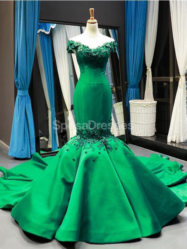 Elegant Off Shoulder Green Lace Mermaid Evening Gown - Formal Prom Dress for Women | Perfect for Homecoming, Wedding Guest & Special Occasions