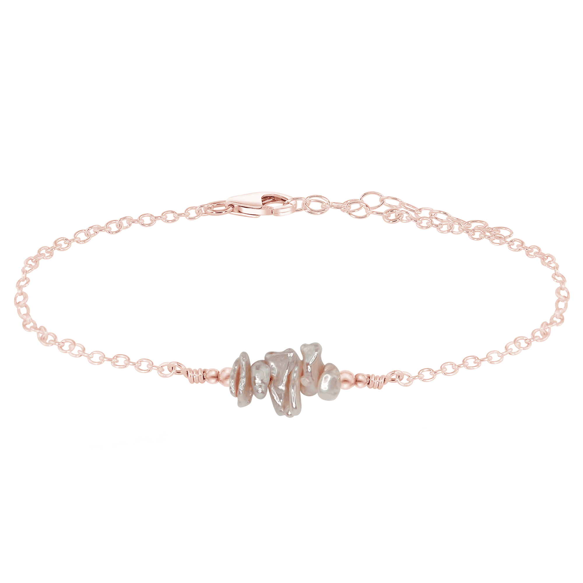 Elegant White Freshwater Pearl Chip Bead Bar Anklet – Dainty Adjustable Ankle Bracelet for Women, Boho Beach Wedding Jewelry Gift