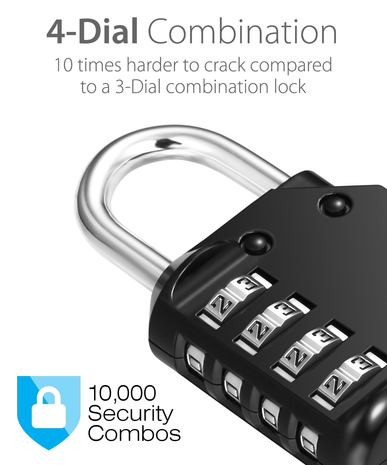 Fosmon 4-Pack 4-Digit Combination Locks - Durable Alloy Body Padlocks for Gym Lockers, School, Work, Storage Units & Fence Security | Perfect for Travel, Backpacks & Sports Equipment Protection