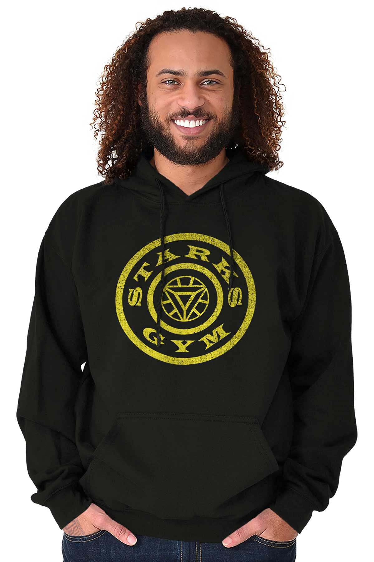Brisco Brands Iron Hero Funny Nerd Workout Gym Geek Hoodie Sweatshirt for Women & Men - Perfect for Gym, Cosplay & Comic Conventions