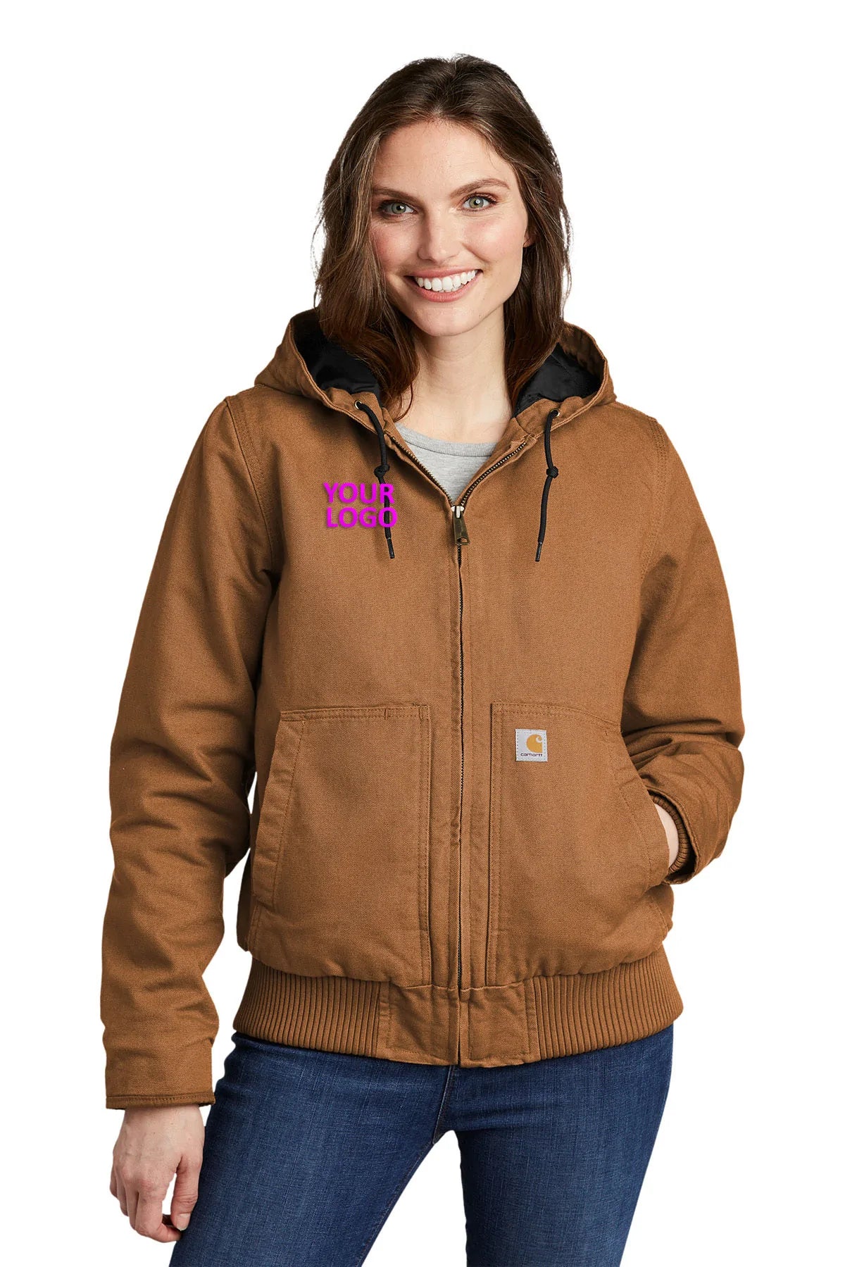 Carhartt Women's Washed Duck Custom Jackets in Carhartt Brown - Durable Workwear for Outdoor Activities, Construction & Casual Wear